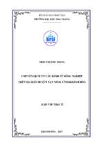 Chuyển dịch cơ cấu kinh tế nông nghiệp trên địa bàn huyện vạn ninh, tỉnh khánh hòa