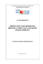 Ineffective cost budgeting process at phuc dat land joint stock company