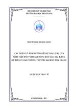 Các nhân tố ảnh hưởng đến sự hài lòng của sinh viên đối với hoạt động đào tạo tại khoa kỹ thuật giao thông, trường đại học nha trang