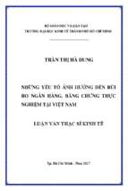 Những yếu tố ảnh hưởng đến rủi ro ngân hàng bằng chứng thực nghiệm tại việt nam