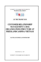 Customer relationship management (crm) organization structure at frieslandcampina vietnam