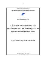 Các nhân tố ảnh hưởng tới quyết định mua xe ô tô hiệu kia k3 tại thành phố hồ chí minh