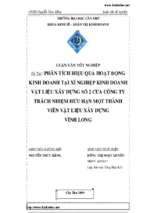 Phân tích hiệu quả hoạt động kinh doanh tại xí nghiệp kinh doanh vật liệu xây dựng số 2 của Công ty Trách nhiệm hữu hạn một thành viên vật liệu xây dựng Vĩnh Long