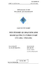 Phân tích hiệu quả hoạt động kinh doanh tại Công ty cổ phần cơ khí Cửu Long – Vĩnh Long