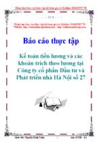 Kế toán tiền lương và các khoản trích theo lương tại Công ty cổ phần Đầu tư và Phát triển nhà Hà Nội số 27