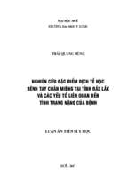 Nghiên cứu đặc điểm dịch tể học bệnh tay chân miệng tại tỉnh Đăk Lắk và các yếu tố liên quan đến tình trạng nặng của bệnh