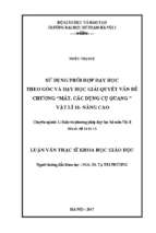 Sử dụng phối hợp dạy học theo góc và dạy học giải quyết vấn đề chương mắt. các dụng cụ quang vật lí 11   nâng cao