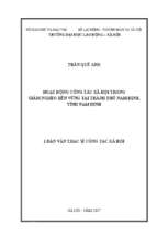 Hoạt động công tác xã hội trong giảm nghèo bền vững tại thành phố nam định, tỉnh nam định