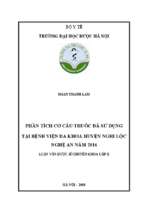 Phân tích cơ cấu thuốc đã sử dụng tại bệnh viện đa khoa huyện nghi lộc, nghệ an năm 2016