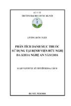 Phân tích danh mục thuốc sử dụng tại bệnh viện hữu nghị đa khoa nghệ an năm 2016