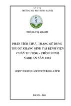 Phân tích thực trạng sử dụng thuốc kháng sinh tại bệnh viện chấn thương chỉnh hình nghệ an năm 2016