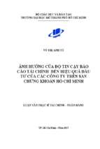 ảnh hương của đô tin cậy bao cao tai chinh đến hiệu quả đầu tư của cac công ty trên san chứng khoan hô chi minh