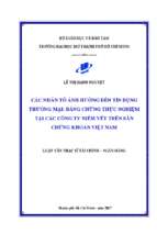 Các nhân tố ảnh hưởng đến tín dụng thương mại bằng chứng thực nghiệm tại các công ty niêm yết trên sàn chứng khoán việt nam