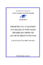 ảnh hưởng của tỷ lệ sở hữu của nhà đầu tư nước ngoài đến hiệu quả thông tin giá chứng khoán ở việt nam