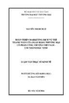 HOÀN THIỆN MARKETING DỊCH VỤ THẺ  THANH TOÁN CỦA NGÂN HÀNG THƯƠNG MẠI  CỔ PHẦN CÔNG THƯƠNG VIỆT NAM –  CHI NHÁNH BẮC NINH