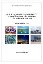 QUY HOẠCH PHÁT TRIỂN NHÂN LỰC TỈNH QUẢNG NINH ĐẾN NĂM 2020,  TẦM NHÌN ĐẾN NĂM 2030