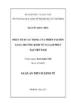 Phân tích tác động của thiên tai đến tăng trưởng kinh tế và lạm phát tại việt nam