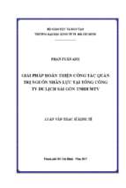 Giải pháp hoàn thiện công tác quản trị nguồn nhân lực tại tổng công ty du lịch sài gòn tnhh mtv