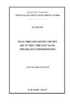 Hoàn thiện môi trường thu hút đầu tư trực tiếp nước ngoài trên địa bàn tỉnh bình dương