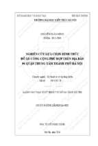 Nghiên cứu lựa chọn hình thức đỗ xe công cộng phù hợp trên địa bàn 04 quận trung tâm thành phố hà nội (tt)