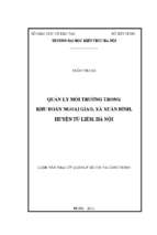 Quản lý môi trường trong khu đoàn ngoại giao, xã xuân đỉnh, huyện từ liêm, hà nội (tt)