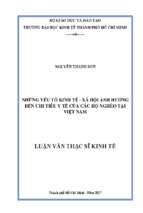 Những yếu tố kinh tế   xã hội ảnh hưởng đến chi tiêu y tế của các hộ nghèo tại việt nam