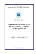 ảnh hưởng của chất lượng dịch vụ đến sự hài lòng của khách hàng sử dụng taxi vinasun