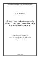 Vốn đầu tư từ ngân sách nhà nước để phát triển giao thông nông thôn vùng đồng bằng sông hồng (tt)