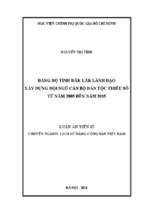 đảng bộ tỉnh đắk lắk lãnh đạo xây dựng đội ngũ cán bộ dân tộc thiểu số từ năm 2005 đến năm 2015