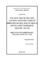 ứng dụng một số trò chơi vận động nhằm phát triển sự khéo léo cho học sinh nữ khối 10 trường thpt cao bá quát   gia lâm   hà nội (2014)