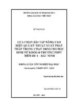 Lựa chọn bài tập nâng cao hiệu quả kỹ thuật xuất phát thấp trong chạy 100m cho học sinh nữ khối 10 trường thpt tiên du 1   bắc ninh (2014)