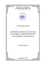 Quản trị rủi ro tín dụng tại ngân hàng nông nghiệp và phát triển nông thôn thị xã ninh hòa, tỉnh khánh hòa