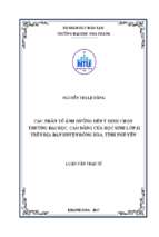 Các nhân tố ảnh hưởng đến ý định chọn trường đại học, cao đẳng của học sinh lớp 12 trên địa bàn huyện đông hòa, tỉnh phú yên