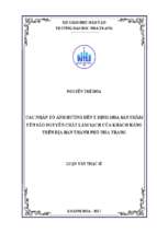 Các nhân tố ảnh hưởng đến ý định mua sản phẩm yến sào nguyên chất làm sạch của khách hàng trên địa bàn thành phố nha trang