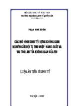 Các mô hình kinh tế lượng không gian nghiên cứu hội tụ thu nhập, năng suất và vai trò lan tỏa không gian của fdi