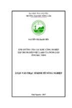 ảnh hưởng của các khu công nghiệp tập trung đến việc làm của nông dân tỉnh bắc ninh