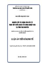 Nghiên cứu tác động của đầu tư trực tiếp nước ngoài tới công nghiệp hóa tại tỉnh thái nguyên