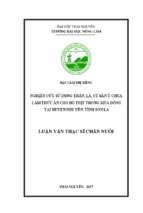 Nghiên cứu sử dụng thân, lá, củ sắn ủ chua làm thức ăn cho bò thịt trong mùa đông tại huyện phù yên, tỉnh sơn la