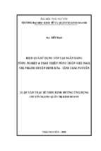 Hiệu quả sử dụng vốn tại ngân hàng nông nghiệp và phát triển nông thôn việt nam, chi nhánh huyện định hóa, tỉnh thái nguyên