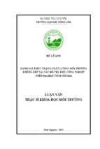 đánh giá thực trạng chất lượng môi trường không khí tại các đô thị, khu công nghiệp trên địa bàn tỉnh yên bái