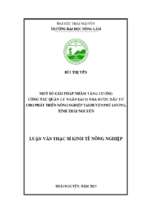 Một số giải pháp nhằm tăng cường công tác quản lý ngân sách nhà nước đầu tư cho phát triển nông nghiệp tại huyện phú lương, tỉnh thái nguyên