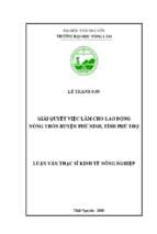 Giải quyết việc làm cho lao động nông thôn huyện phù ninh, tỉnh phú thọ