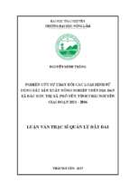 Nghiên cứu sự thay đổi các loại hình sử dụng đất sản xuất nông nghiệp trên địa bàn xã đắc sơn, thị xã phổ yên, tỉnh thái nguyên giai đoạn 2011 2016