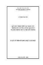 Dạy học theo tiếp cận năng lực trong bồi dưỡng cán bộ quản lí ngành thông tin và truyền thông