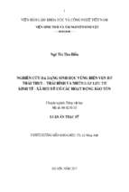 Nghiên cứu đa dạng sinh học vùng biển ven bờ thái thụy   thái bình và những áp lực từ kinh tế   xã hội để có các hoạt động bảo tồn