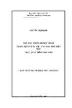 Dạy học nhóm bài hội thoại trong môn tiếng việt cho học sinh tiểu học theo quan điểm giao tiếp