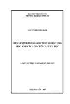 Rèn luyện kĩ năng giải toán số học cho học sinh các lớp cuỗi cấp tiểu học