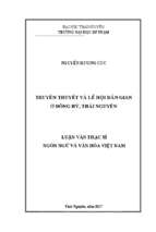 Truyền thuyết và lễ hội dân gian ở đồng hỷ, thái nguyên