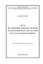 Quá trình phân tích phân cấp mờ hỗ trợ quyết định trong việc lựa chọn nhà cung cấp dịch vụ internet