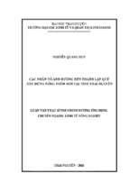 Các nhân tố ảnh hưởng đến thành lập quỹ xây dựng nông thôn mới tại tỉnh thái nguyên